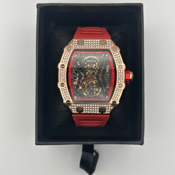 Mens Watch - Onola Automatic - Red and Rose Gold - Picture 8 of 8
